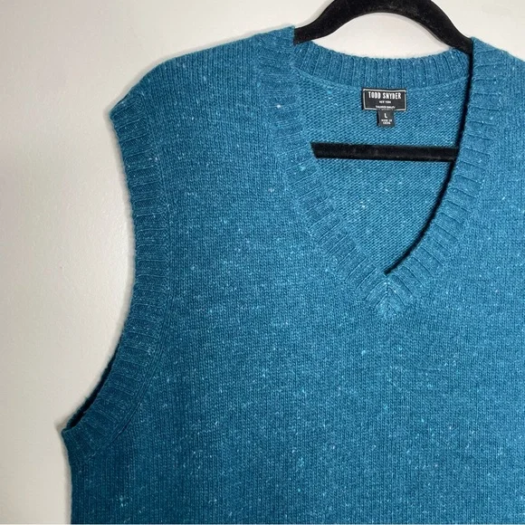Todd Snyder Mens Cambridge Vest Sleeveless Wool Knit In Cornflower Blue Size L